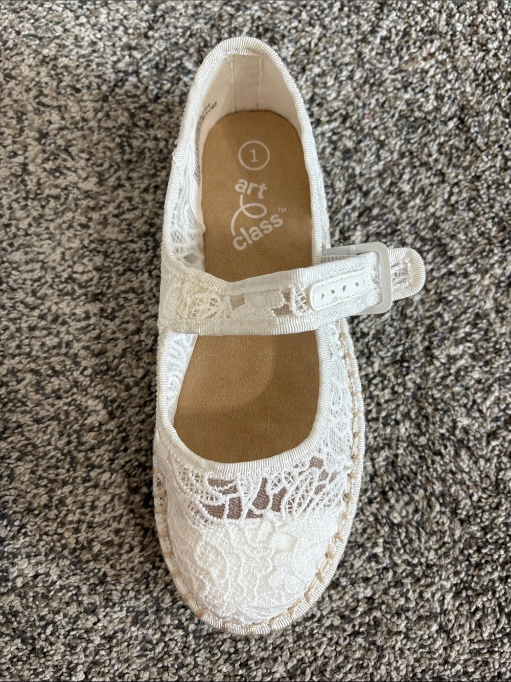 art class White Lace Mary Jane Flats for Girls